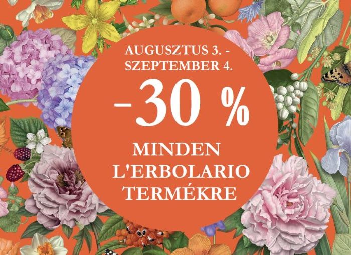 Most vásárolj L’Erbolario termékeket 30%-kal olcsóbban!